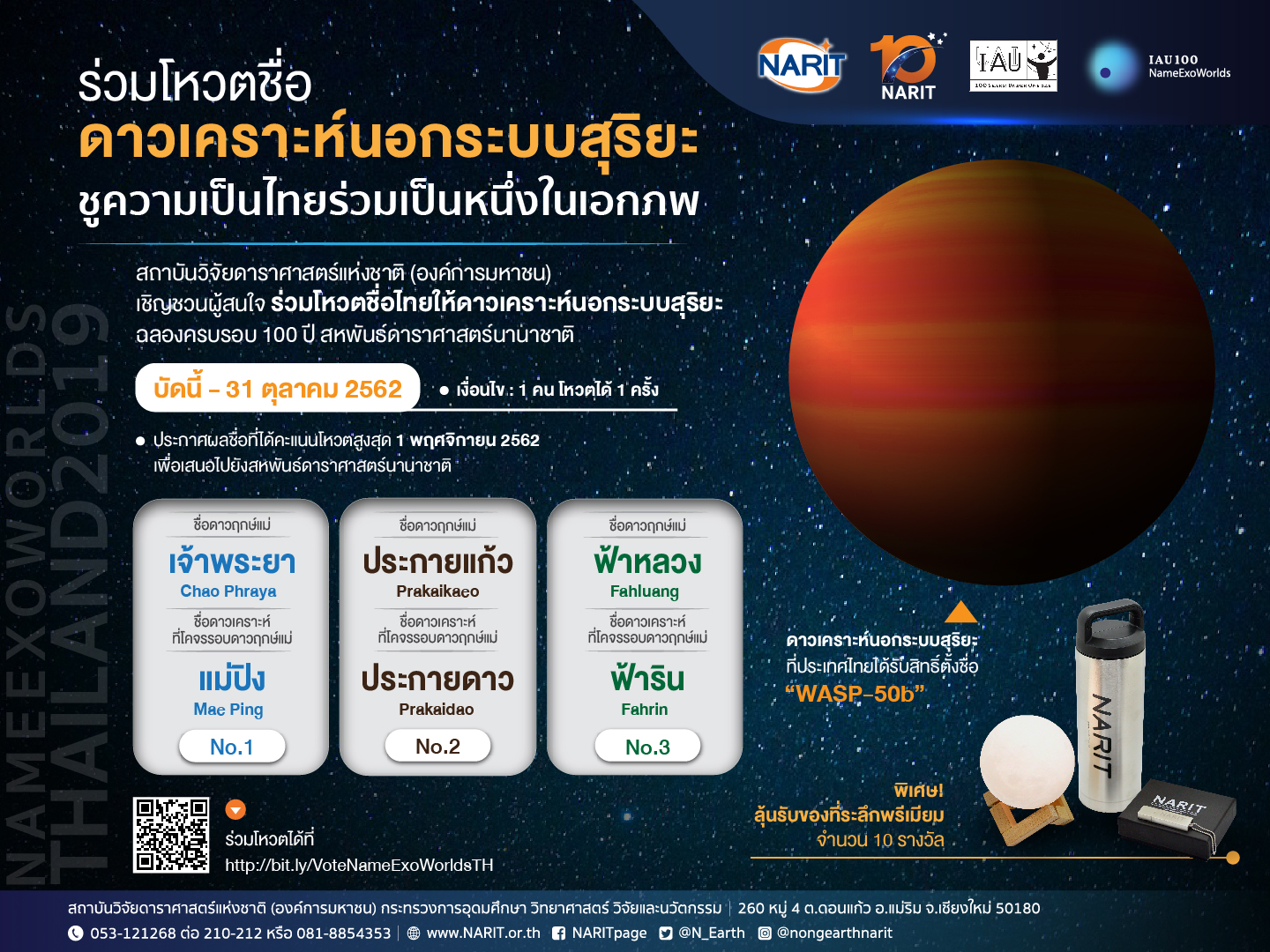 ชวนร่วมตั้งชื่อดาวเคราะห์! สดร.คัด 3 ชื่อไทยให้ร่วมกันโหวตตั้งชื่อให้ดาวเคราะห์นอกระบบสุริยะหมดเขตสิ้นเดือนนี้